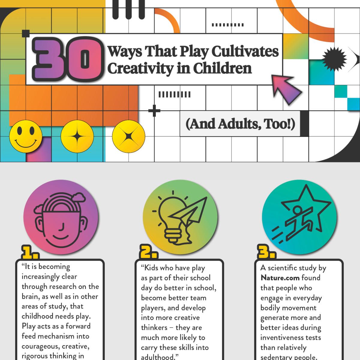 “Think of playtime as an innovation lab where tomorrow’s civilization is being actively designed.” — @jordosh

Play is an essential ingredient to a happy, healthy, and creative life (for kids and grown-ups too)! Here are 30 reasons why: buff.ly/41tw1Xs 

#Playmatters
