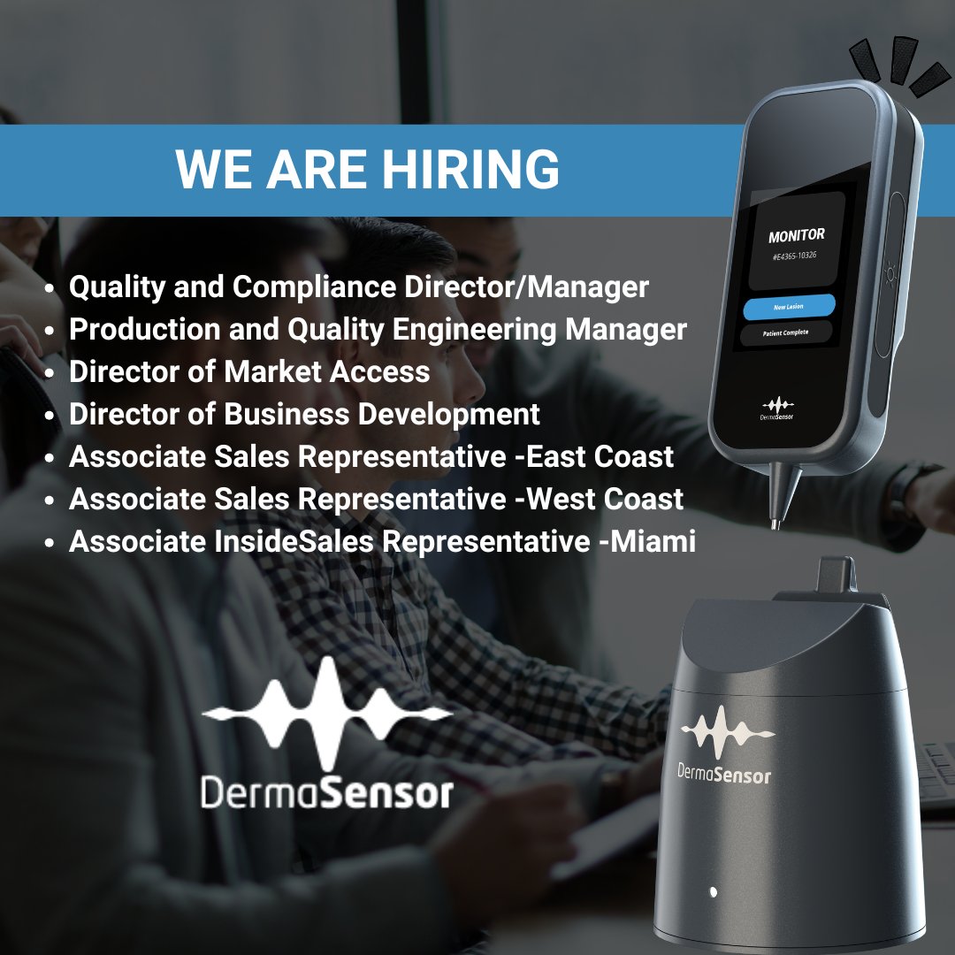 DermaSensor's tweet photo. Join the DermaSensor Team! We’re Hiring! 

📍 Please apply here: https://t.co/rZa7iYxl9l

Join us and be part of our dedicated team!

#Hiring #JoinOurTeam #CareerOpportunity #HealthcareJobs #Innovation #DermaSensor #HiringNow #Medicaldevice https://t.co/m6ogw7wdUW
