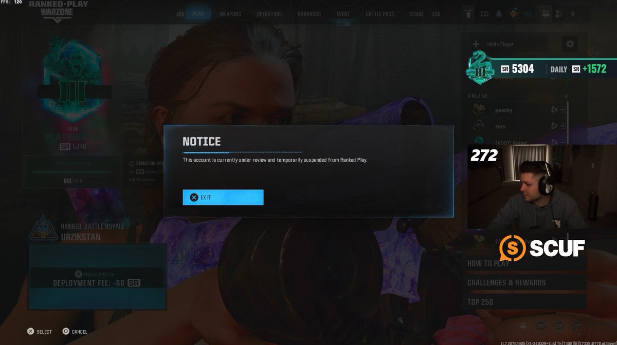 Repullze's tweet image. A bunch of the Top Warzone players in the world have just been “Banned” from ranked at the exact same time. Wtf is going on??? (They’ve all competed at LAN btw)