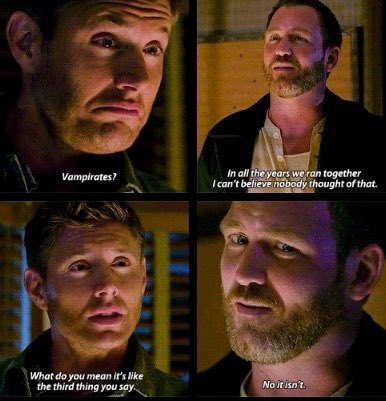 More funnies from back when…🤣
♥️🫶

#deanwinchester #JensenAckles #Benny #TyOlsson #Supernatural #SPNFamily #AcklesNation #vampirates