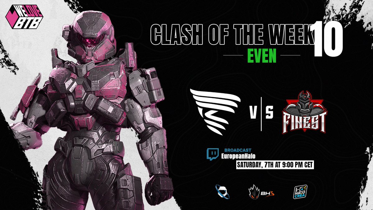 WeLoveBTB (@welovebtb) on Twitter photo The time has come!
This Saturday we have the best of Europe facing against the best of North America.
Join us on <a href="/EuroHaloLeague/">European Halo League 🇪🇺</a> channel for the tenth week of the #LCW !
📅 Saturday 7th
🕘 9:00 pm CET
⚔️ <a href="/TeamKatrinaFR/">Katrina FR</a> – <a href="/FinestSZN/">FINEST</a>
📺 twitch.tv/EuropeanHalo The time has come!
This Saturday we have the best of Europe facing against the best of North America.
Join us on <a href="/EuroHaloLeague/">European Halo League 🇪🇺</a> channel for the tenth week of the #LCW !
📅 Saturday 7th
🕘 9:00 pm CET
⚔️ <a href="/TeamKatrinaFR/">Katrina FR</a> – <a href="/FinestSZN/">FINEST</a>
📺 twitch.tv/EuropeanHalo