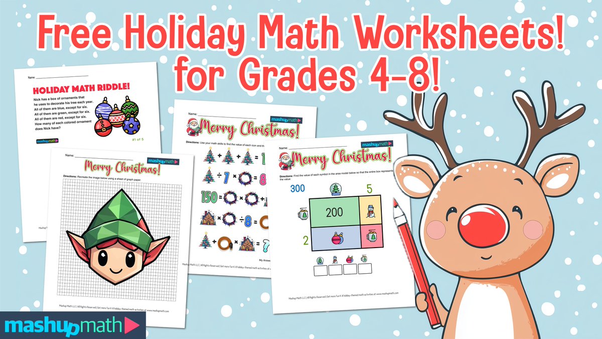 Gift your students the joy of math this holiday season with our printable Holiday Math Worksheets! ❄️

Get Yours: mashupmath.com/christmas-math… 

#iteachmath