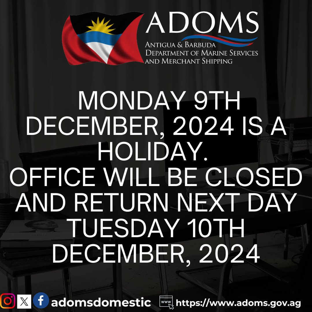Office closure notice.

#holiday 
#antiguaandbarbuda 
#vcbirdday