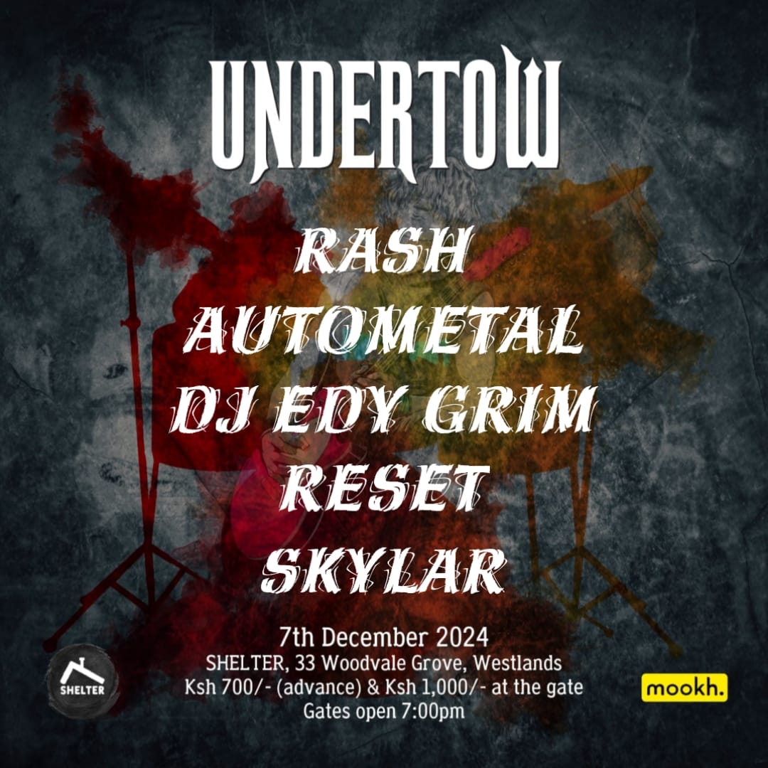 Get ready for UNDERTOW IV tomorrow! <a href="/Edygrim/">EDYGRIM THE DJ</a> the Reaper is back on the decks after a long break! 🤘🔥 Catch performances from <a href="/Rashband5/">RASH band</a>, <a href="/autometal_ke/">autometal.ke</a>, <a href="/Skylar_Lorena/">Skylar ✨</a>, &amp; Reset. Grab your crew &amp; join in for a night of headbanging till morning! Don't miss the last one this year!👊