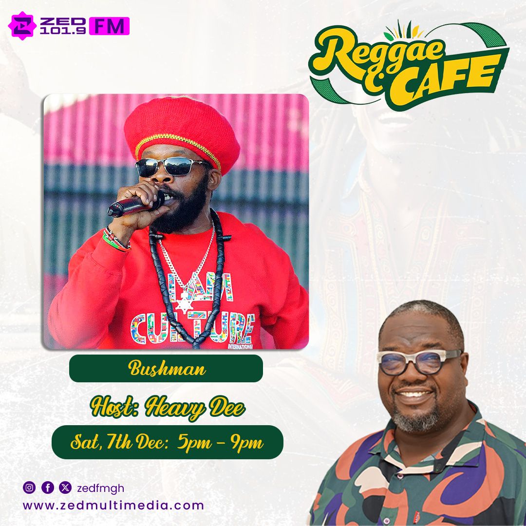zedfmgh's tweet photo. Join Heavy Dee tomorrow Saturday, Dec 7 for a special Reggae cafe session with the legendary Jamaican singer Bushman
Tune in to Zed1019fm
#zedfmgh #raggaemusic #raggaedancehall #raggaecafe https://t.co/Go9bkBoEd3