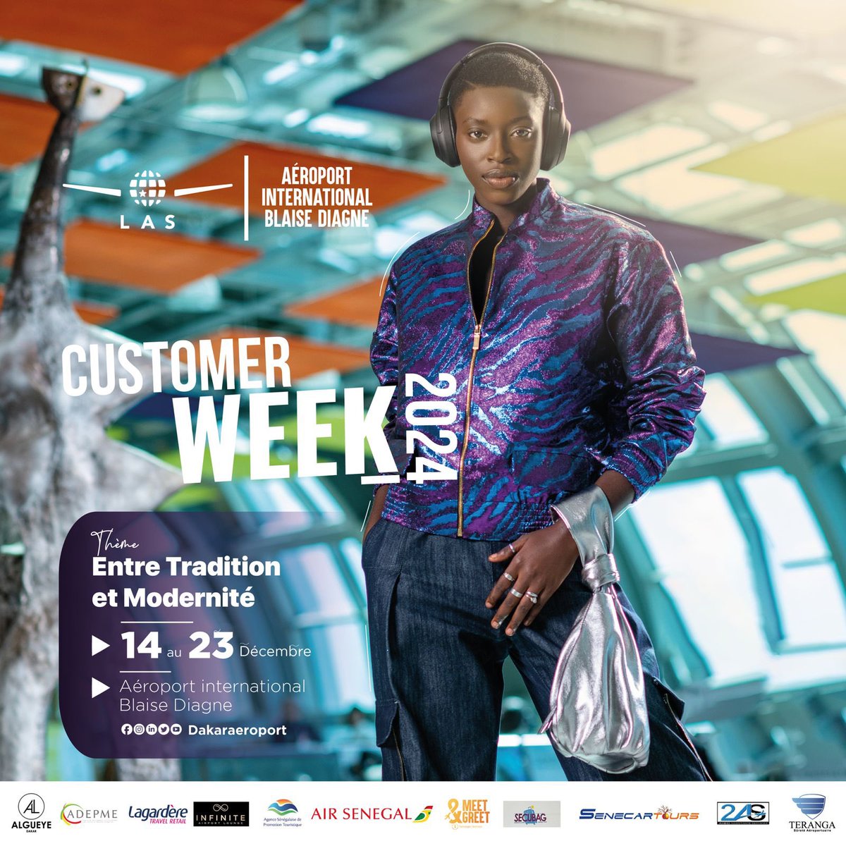 🚨# Breaking News # 🚨

Lancement de la #CustomerWeek à l’aéroport Blaise Diagne.
Du 14 au 23 décembre nous célébrons nos passagers en compagnie de tous les partenaires sous Le thème “Entre tradition et modernité”. 
De nombreux cadeaux et surprises vous attendent ! 

#LAS #CW24