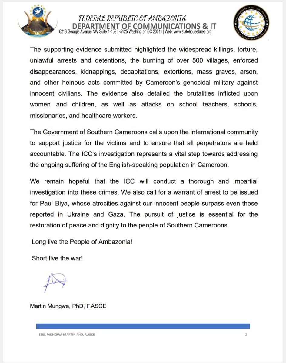pabiedu1's tweet photo. Biya of 🇨🇲 &amp; many others in his gov’t should be prosecuted for #CrimesAgainsHumanity due to #war on #Ambazonia. #FreeSouthernCameroons 
@UNTreatyBodies @TiborPNagyJr @UNHumanRights @antonioguterres @UN @bbcafrique @VOAAfrica @UN_News_Centre @IntlCrimCourt @USAmbUN https://t.co/47G5QaUteO