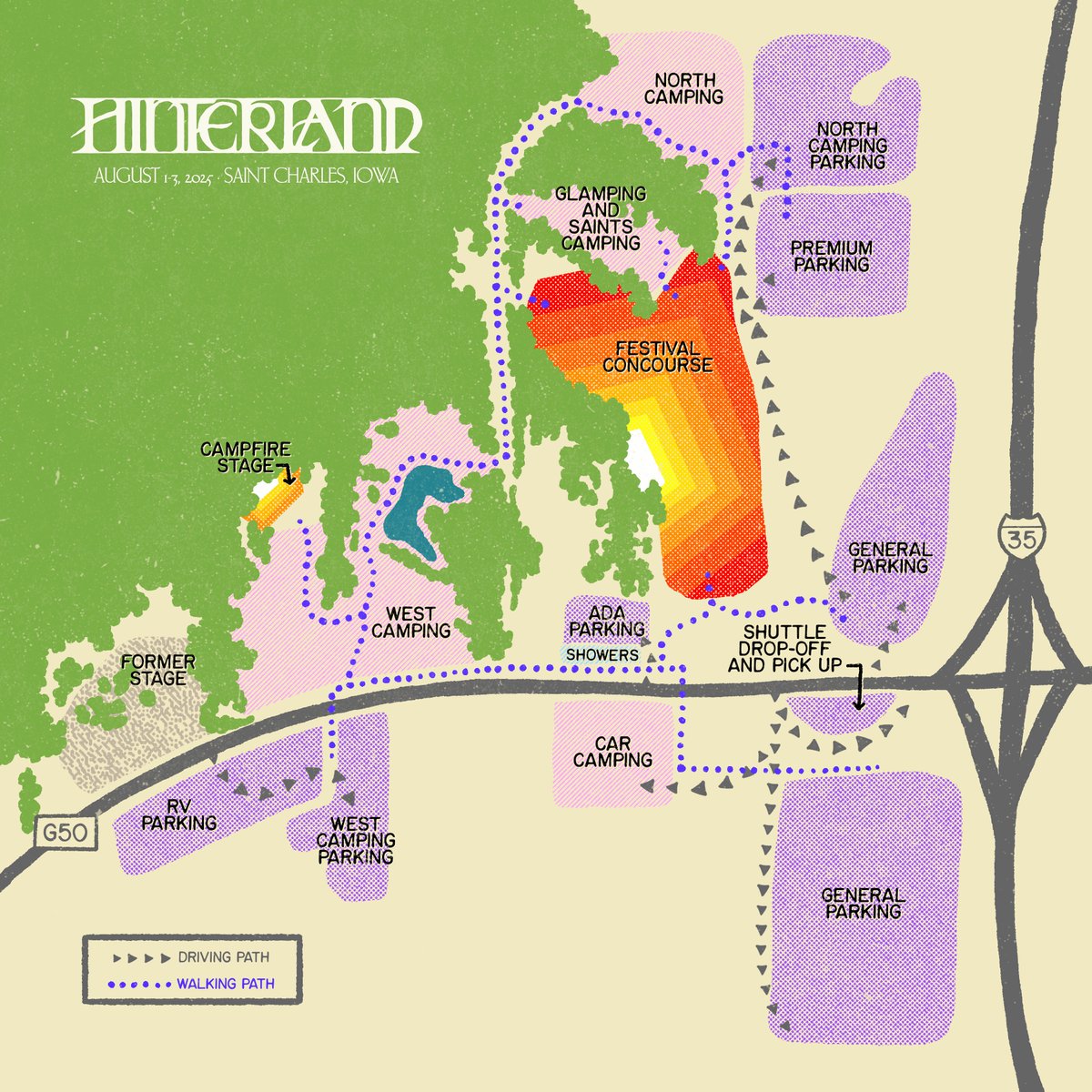 Hinterland 2025: A New Chapter

To our Hinterland Family,

We heard your feedback and have made it our mission to improve your Hinterland experience in 2025.

To start, the Hinterland Main Stage is moving to a bigger space within the festival grounds. Our new amphitheater will