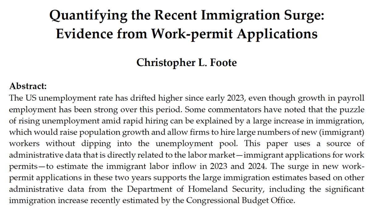 heidilwilliams_'s tweet photo. This is an excellent, thoughtfully written paper on a very important topic -- the recent immigration surge -- that I would encourage you to make time to read. 

Written by the brilliant, careful, and insightful Chris Foote from the Boston Fed.

https://t.co/TzhCRjAnSn https://t.co/n7MjfQsdhR