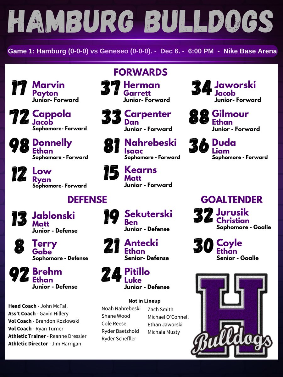 Hamburg Varsity Hockey (@hamburg_hockey) on Twitter photo Tonight’s lineup features many younger players who are getting their chance to shine. Most of our seniors are on their Senior Trip to NYC
<a href="/wny_hs_showcase/">WNY HS Hockey Showcase</a>
<a href="/HmbgBoosters/">HmbgBoosters</a>
<a href="/HamburgCSD/">Hamburg Central School District</a>
<a href="/AthleticsTadams/">Hamburg_Athletics</a> Tonight’s lineup features many younger players who are getting their chance to shine. Most of our seniors are on their Senior Trip to NYC
<a href="/wny_hs_showcase/">WNY HS Hockey Showcase</a>
<a href="/HmbgBoosters/">HmbgBoosters</a>
<a href="/HamburgCSD/">Hamburg Central School District</a>
<a href="/AthleticsTadams/">Hamburg_Athletics</a>