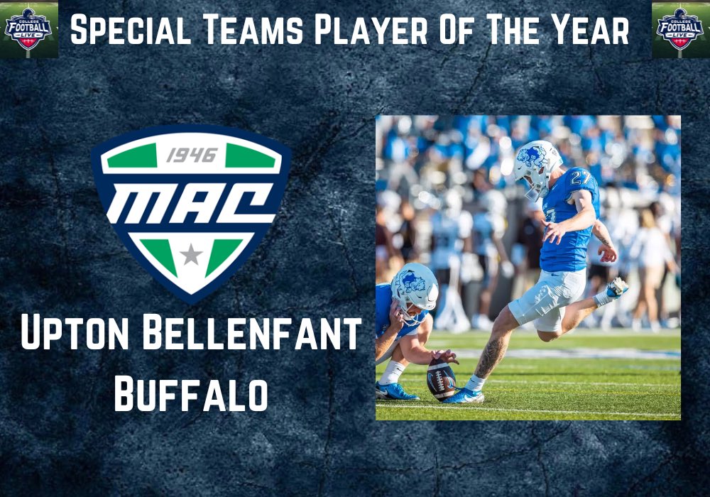 College Football Live (@collegefbonx) on Twitter photo College Football Live MAC Special Teams Player Of The Year!
<a href="/UBFootball/">UB Football</a>
<a href="/Pete_Lembo/">Pete Lembo</a>
<a href="/ubellenfant25/">Upton Bellenfant</a> College Football Live MAC Special Teams Player Of The Year!
<a href="/UBFootball/">UB Football</a>
<a href="/Pete_Lembo/">Pete Lembo</a>
<a href="/ubellenfant25/">Upton Bellenfant</a>