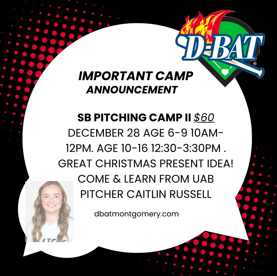DBATMontgomery's tweet photo. ‼️‼️CAMPS‼️‼️
🥎 Pitching
⚾️🥎 All-Skills
⚾️🥎 All-Skills New Year!
#dbatmontgomery #letsrake
https://t.co/d1tDKLp7sb
https://t.co/Lg6MzSXuMr
https://t.co/wRxUi9OJJq
https://t.co/3YAcQxdyzT https://t.co/Lbb58Tt1LB