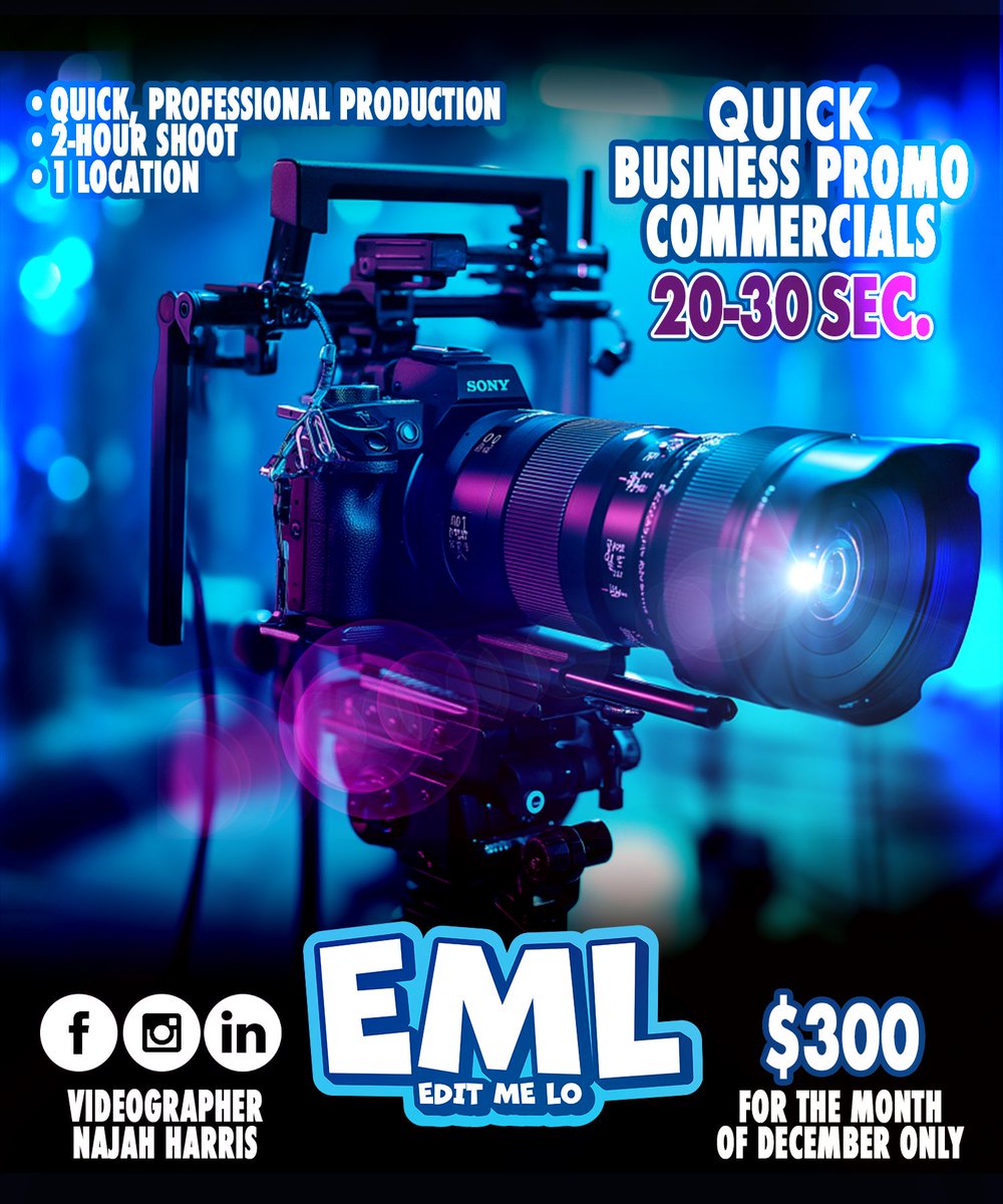 editmelo's tweet photo. 🎥✨ Elevate your brand this December! Get a 20-30 sec promo video for just $300.

✅ Pro production
✅ 2-hour shoot, 1 location
✅ Perfect for your business

📩 Book now—limited spots!

#EditMe #PromoVideo #BusinessMarketing https://t.co/KSGiZ8JN3e