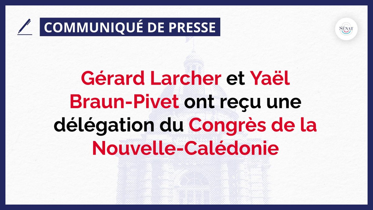 📢 Réunion de la délégation du Congrès de Nouvelle-Calédonie

Le Président du Sénat, <a href="/gerard_larcher/">Gérard Larcher</a>, et la Présidente de l’Assemblée nationale, <a href="/YaelBRAUNPIVET/">Yaël Braun-Pivet</a>, ont reçu ce jour une délégation du Congrès de la Nouvelle-Calédonie. 

Cet échange constructif a notamment permis la