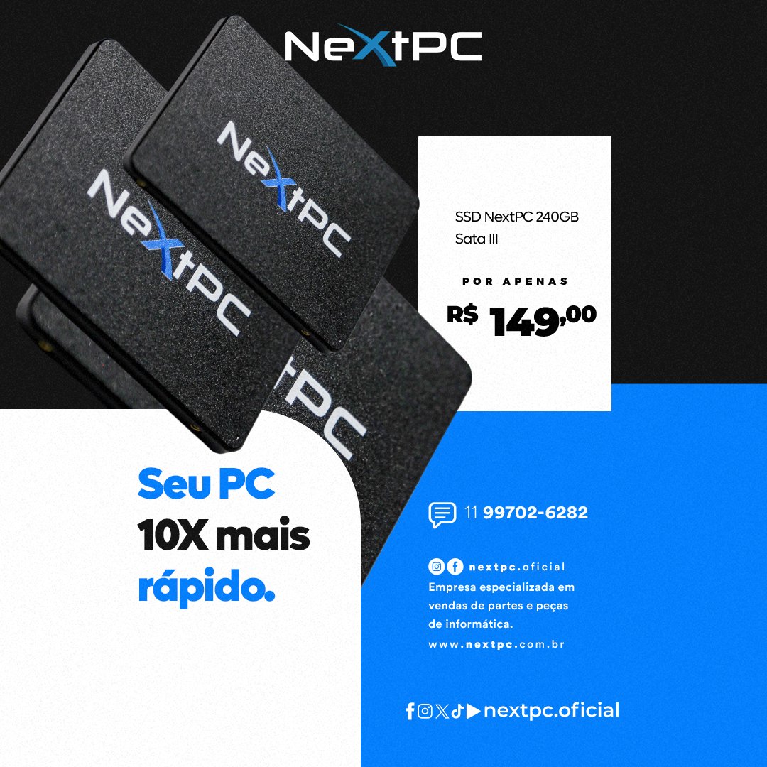 nextpc_oficial's tweet photo. O SSD NextPC ProSATA301 de 240GB oferece desempenho confiável e velocidades de transferência rápidas para aprimorar a eficiência do seu sistema. 
Venha aproveitar as nossas Super Promoções e descontos exclusivos!
🔵💙 #nextpc #informatica #superpromoção #store https://t.co/OoDw3MUW5x