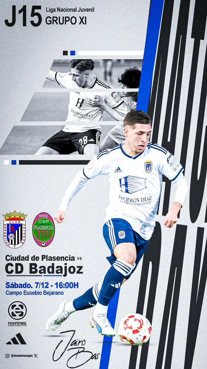La importancia de la cantera 🤍🖤

➡️ Diseño "Matchday" para el partido de mañana entre <a href="/CDBLaAcademia/">La Academia CD Badajoz</a> y <a href="/ciudaddeplasenc/">Ciudad de Plasencia</a> 

<a href="/Jairobasr10/">jairo bas</a> como cabeza de cartel🔝

Seguimos otra semana más de diseños😎
