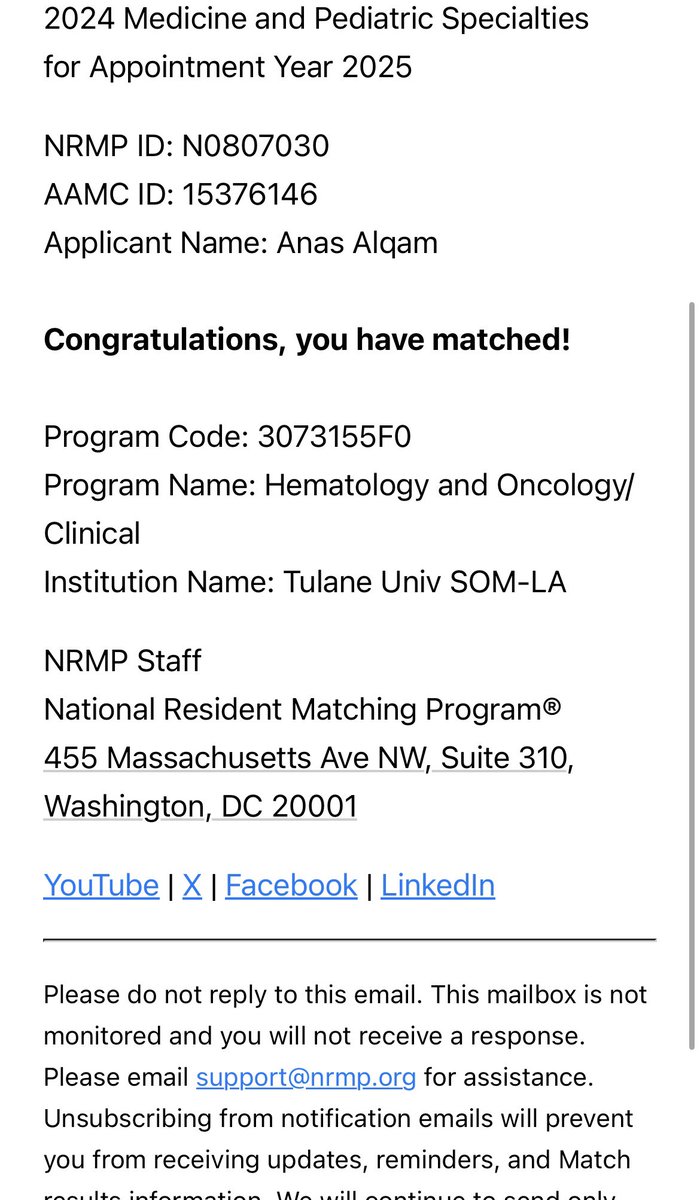 Anas Alqam, MD (@anasalqam95) on Twitter photo I’m thrilled and beyond grateful to announce that I have matched into the Hematology-Oncology Fellowship <a href="/Tulane/">Tulane University</a>! I’m very thankful for my incredible mentors, family, friends, and everyone who has guided and supported me through out this journey. Here’s to dreams coming true.🩸🦀 I’m thrilled and beyond grateful to announce that I have matched into the Hematology-Oncology Fellowship <a href="/Tulane/">Tulane University</a>! I’m very thankful for my incredible mentors, family, friends, and everyone who has guided and supported me through out this journey. Here’s to dreams coming true.🩸🦀