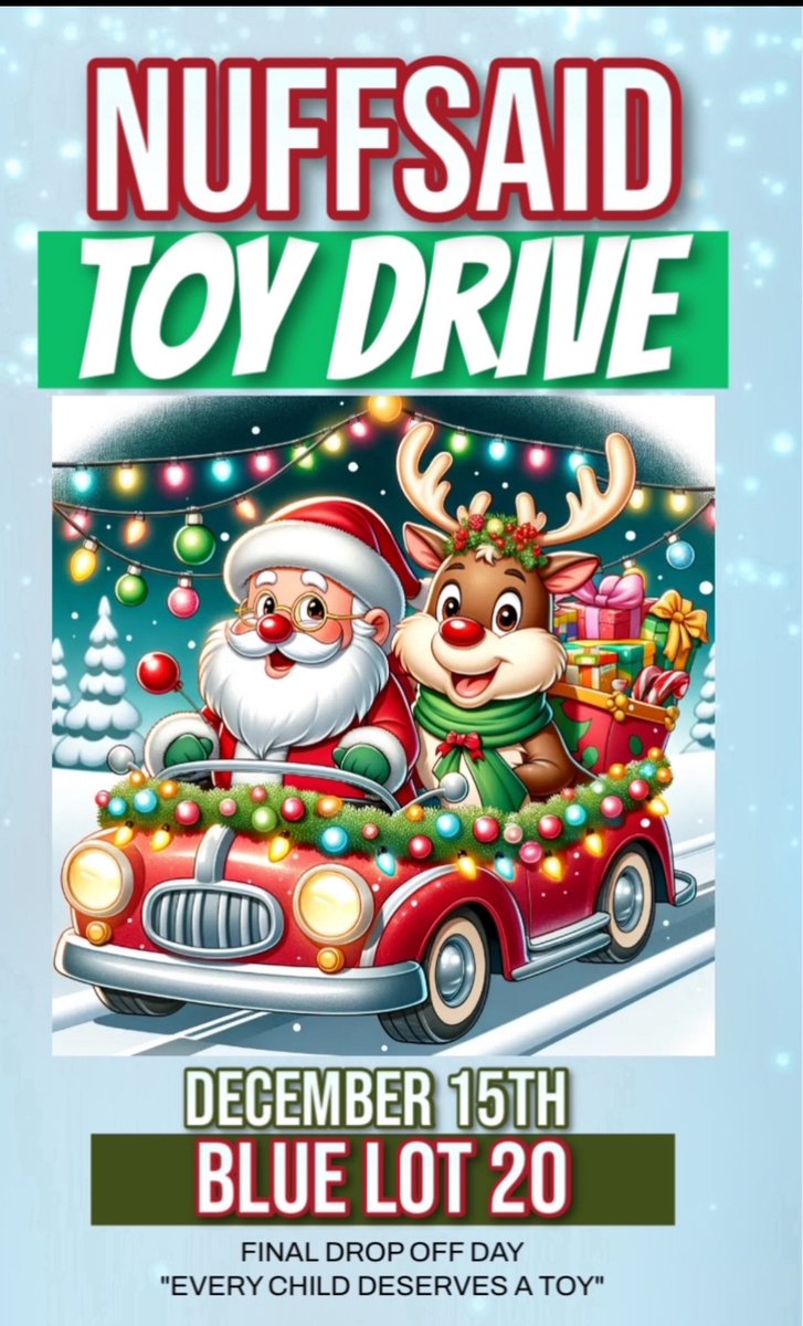 Spin_1221's tweet photo. Goood Friday Morning!! This is it. The final push! We need all the toys we can get! All y’all who been tailgaiting,don’t be showing up next Sunday, without toys, wristbands, or donating before! 😎 Let’s do this!! Hit me up on how to donate to the toy shopping #Year10 #NuffSaidTG https://t.co/wZms19DKMe