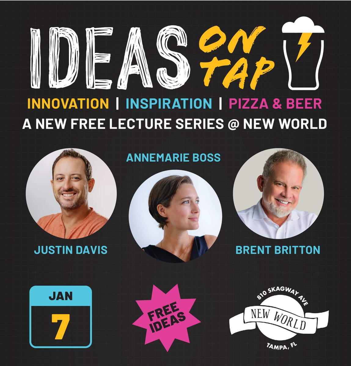 Start off the new year with a community event that will inspire and engage. 

Join us on January 7th at New World Brewery in Uptown Tampa. RSVP at - ideasontaptb.com

#tampabay #ignitetb