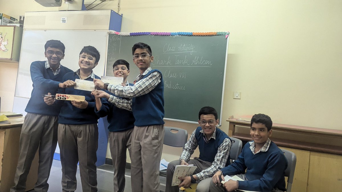 soniaranand's tweet photo. "Class VIII at #Ahlcon Intl. showcased entrepreneurial brilliance in 'Shark Tank Ahlcon.' Exploring the topic Industries, they pitched innovative ideas, fostering creativity, teamwork, and real-world business insights in an engaging classroom activity. #LearningByDoing https://t.co/X8em5h6CjZ