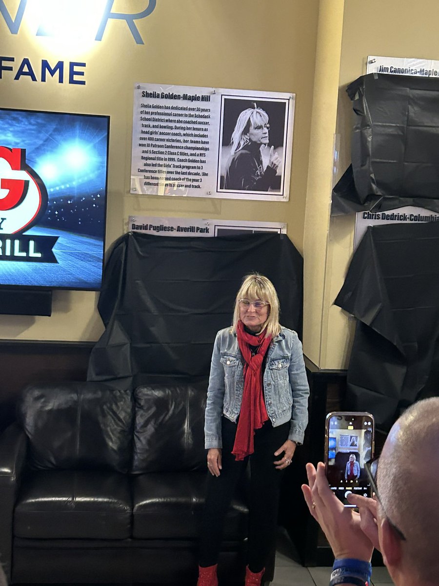 MH_Athletics's tweet photo. Jim Conanica and Sheila Golden were recognized for all they have dedicated and accomplished in their coaching careers at the Recovery Room.  When you go there check out their plaques on the wall. https://t.co/qabGrL3aBG