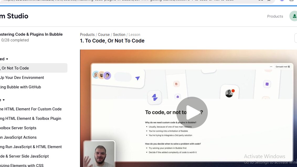To code or not to code. Why not both?

I am so pumped to get started on the plugin development course by <a href="/minimumstudio/">Minimum Studio</a> and 10x my <a href="/bubble/">Bubble</a> skills. 

and guess what? 

I got a discount.

I will keep posting about the course throughout my learning journey.