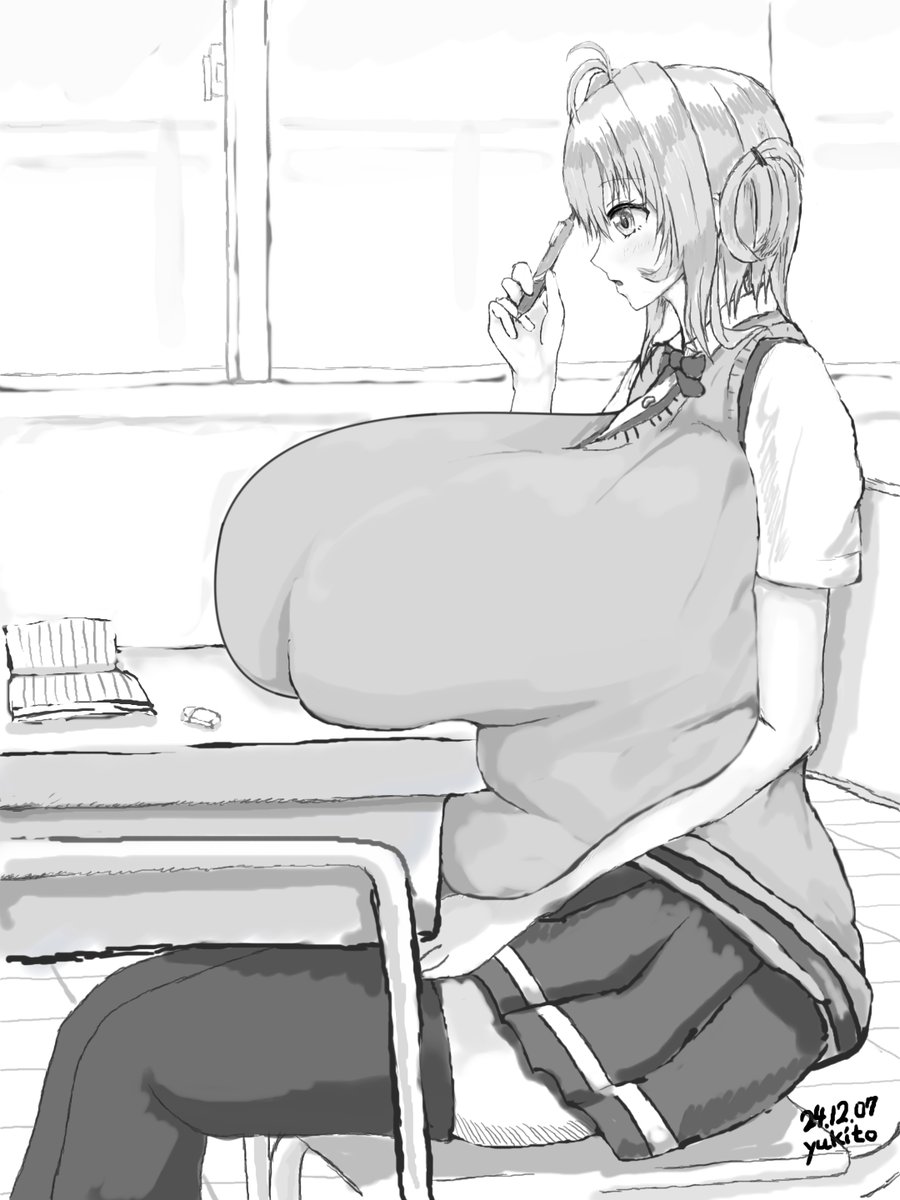 「席替えで隣になった雪平さんの胸がデカすぎて授業に集中できない…」 