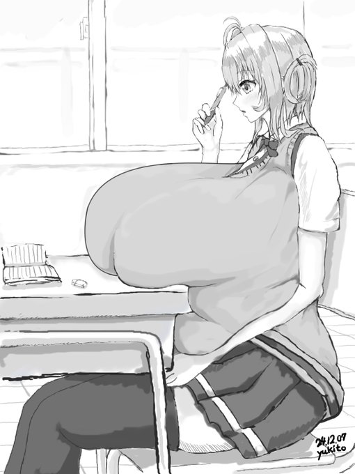 「席替えで隣になった雪平さんの胸がデカすぎて授業に集中できない…」 