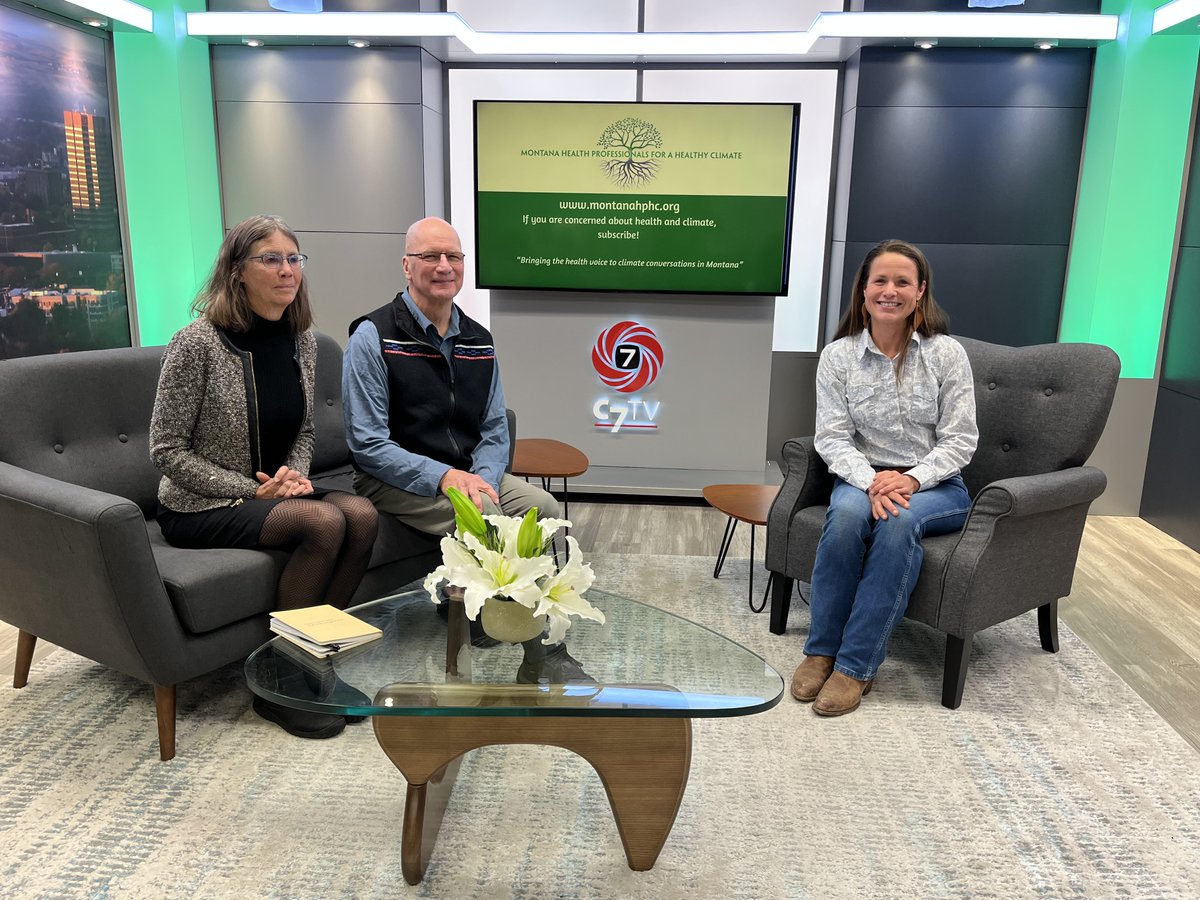 Recording our first TV show at Community 7 in Billings MT!  What a great first guest for our new TV program: Our Planet, Our Health with Julia Ryder, RN. 
#climatechange.
#ClimateEmergency
#climateaction.
#climatehealth2024 @lisapatelMD
<a href="/docsforclimate/">The Medical Society Consortium on Climate & Health</a> <a href="/CleanAirMoms_MT/">Montana Moms</a> @maibached