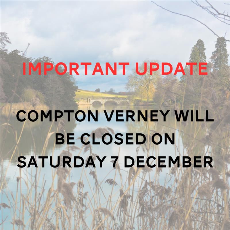 Due to the forecast high winds Storm Darragh is due to bring on Saturday 7 December. We have made the very difficult decision to close our site to all visitors and cancel The Gift Fair. For more info comptonverney.org.uk/news/site-clos…