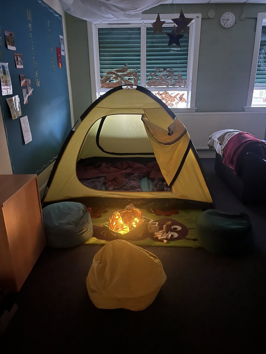 lynnandrew_'s tweet photo. Today class 1 did some indoor camping, the pupils had a brilliant time role playing lighting a fire, making tickets to enter the tent and getting cosy in a sleeping bag! This class worked hard all week to stay on plan and deserved a fun Friday treat. ⛺️ #watchusgrow @IWBSFalkirk https://t.co/MX4KOA0lN4