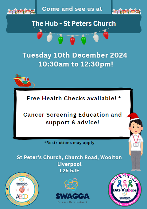 SwaggaPCN (@swaggapcn) on Twitter photo Yesterday the cancer care coordinators and some of our pharmacy team attended ‘The Hub- St Peter’s church’.
<a href="/MerseyPolice/">Merseyside Police</a> attended our event and left with health awareness and a free health check done!
We will be back at The Hub-St Peter’s Church, L25 5JF Yesterday the cancer care coordinators and some of our pharmacy team attended ‘The Hub- St Peter’s church’.
<a href="/MerseyPolice/">Merseyside Police</a> attended our event and left with health awareness and a free health check done!
We will be back at The Hub-St Peter’s Church, L25 5JF