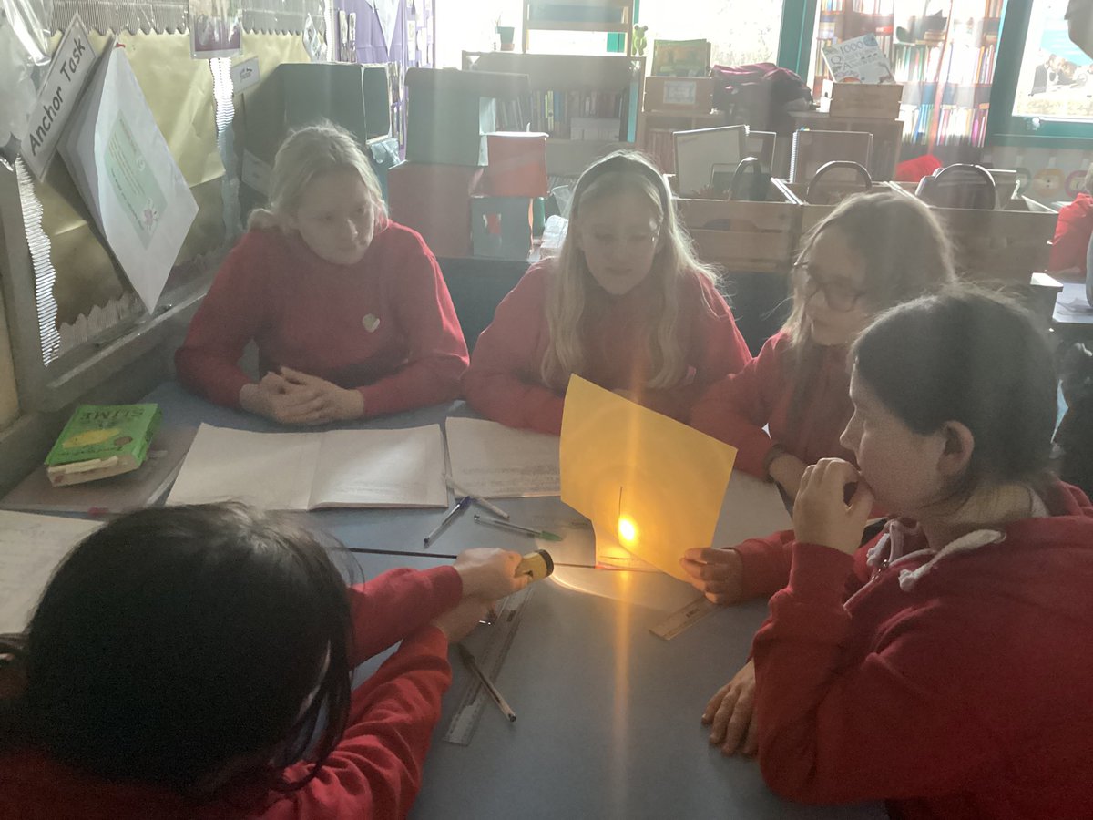 LauraShore6's tweet photo. We worked in groups to prove the law of reflection. #joeysscience @stjs_staveley https://t.co/s6Yt1NBw7Z