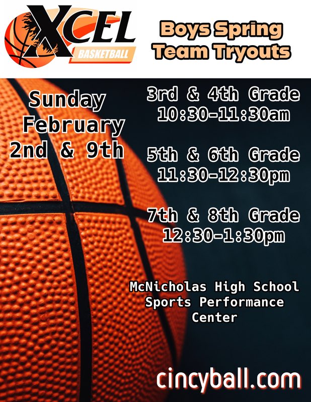 Register for Xcel Spring Tryouts at 
cincyball.com