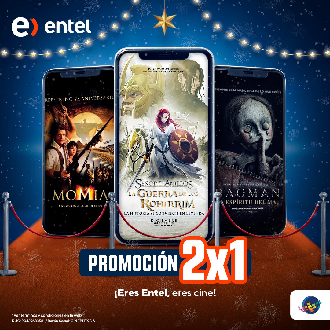 cineplanet's tweet photo. ¡ATENCIÓN, CINÉFIL@S! 🎬🔥¡Tu próximo plan ya está listo con un 2x1 increíble gracias a #Entel! 🙌
Solo ingresa tu código en nuestra web 🌐 https://t.co/G84gEvHMKj o app 📲, y ¡listo! Dos boletos por el precio de uno. 🎟
#PromoEntel #Cineplanet #2x1DePelícula #NuestraCartelera https://t.co/gEUFDvZji4