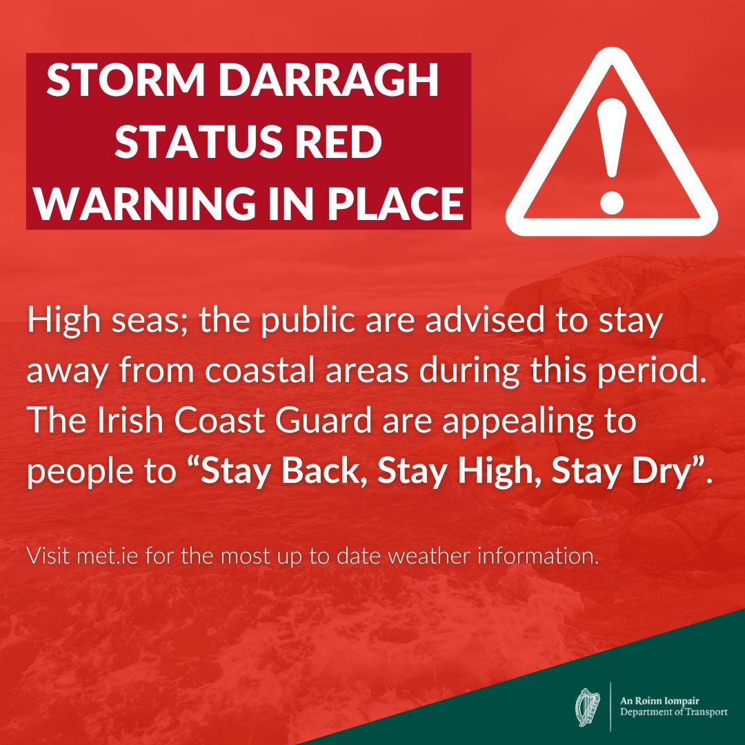 ❗Attention

📢Red warnings are now in place on the West &amp; North West Coasts until 3pm tomorrow. Extremely strong and gusty northwest winds are expected.
