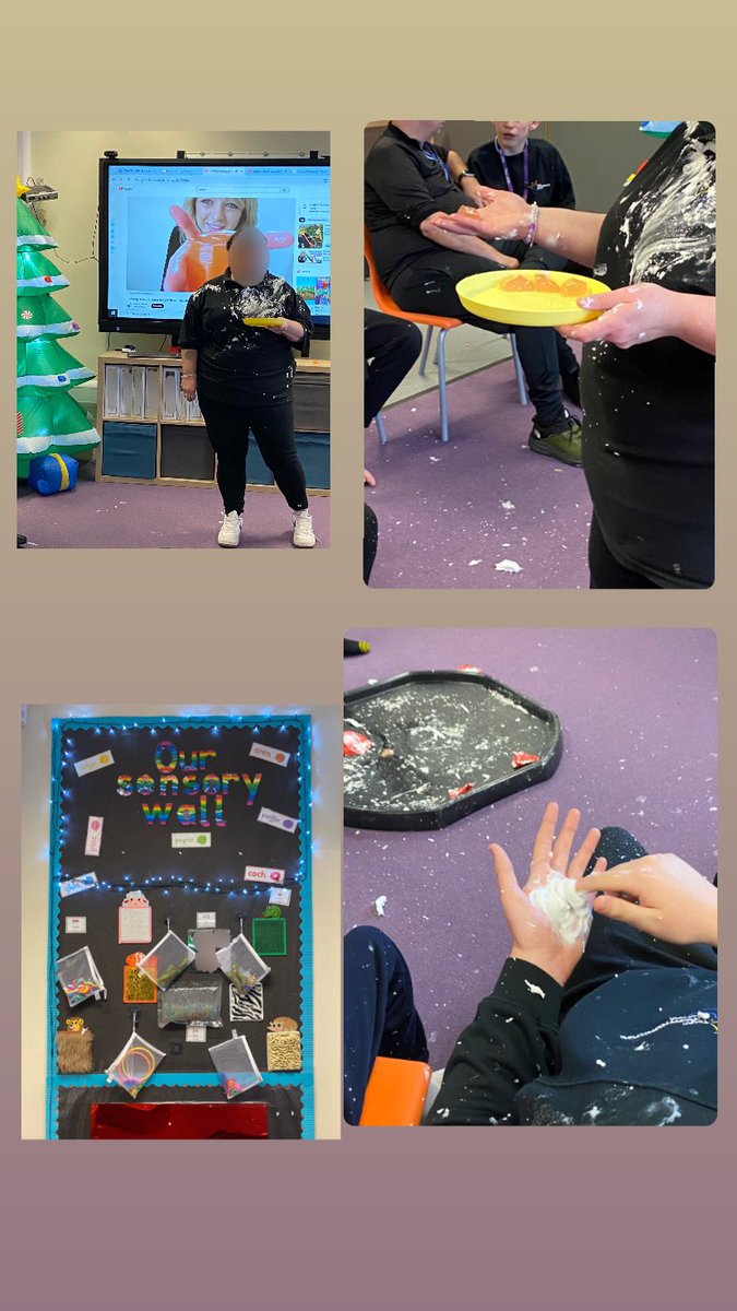 Imanx_a's tweet photo. Swipe to see the sensory activities we did today in @croesyschool ‘s Specialist Resource Base ➡️ 
We explored sensory songs from this amazing YouTube channel: https://t.co/ssFHSoHHSN
P.S. How cute is the classroom-friendly Christmas tree 🌲 in the last pic?
@anzuk_UK https://t.co/qYU2Wuu2tF