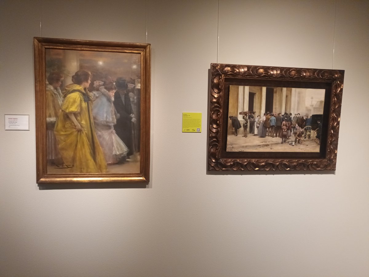 mfrisach's tweet photo. Romà Ribera és l'únic artista de les tres edicions de Visites inesperades que dialoga amb ell mateix però l'ocasió valia la pena al @MuseuMontserrat. Un mateix tema, una sortida del teatre, però pintat 25 anys abans, prestat per la galeria @gothsland. https://t.co/wUZ4GE0cK6