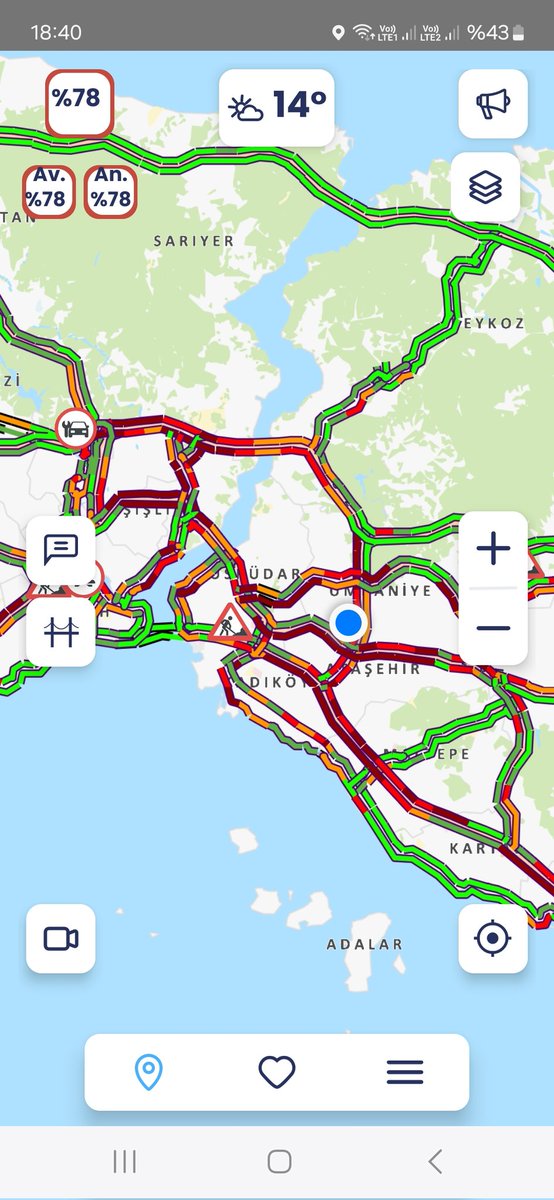 An itibariyle İstanbul trafik %78