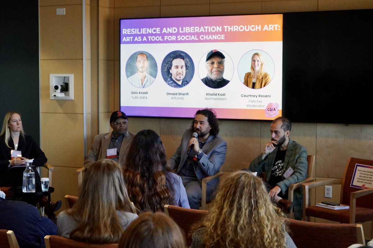 OmaidSharifi's tweet photo. I am very pleased to have had the opportunity to share my thoughts and lived experiences with @ArtLordsNet at the @FletcherSchool’s Conference on Gender and International Affairs during the panel, Resilience and Liberation Through Art: Art as a Tool for Social Change. https://t.co/SZtNGHe4Ss