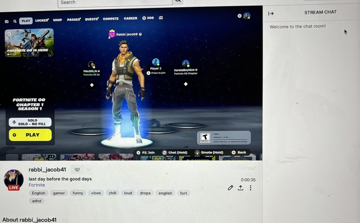 RabbiJacob05's tweet photo. Twitch-rabbi_jacob41 stop by and drop a follow please it would mean a lot.
#ogfort #fortnite #clix #lacy #ninja https://t.co/fqb8VYgA5n