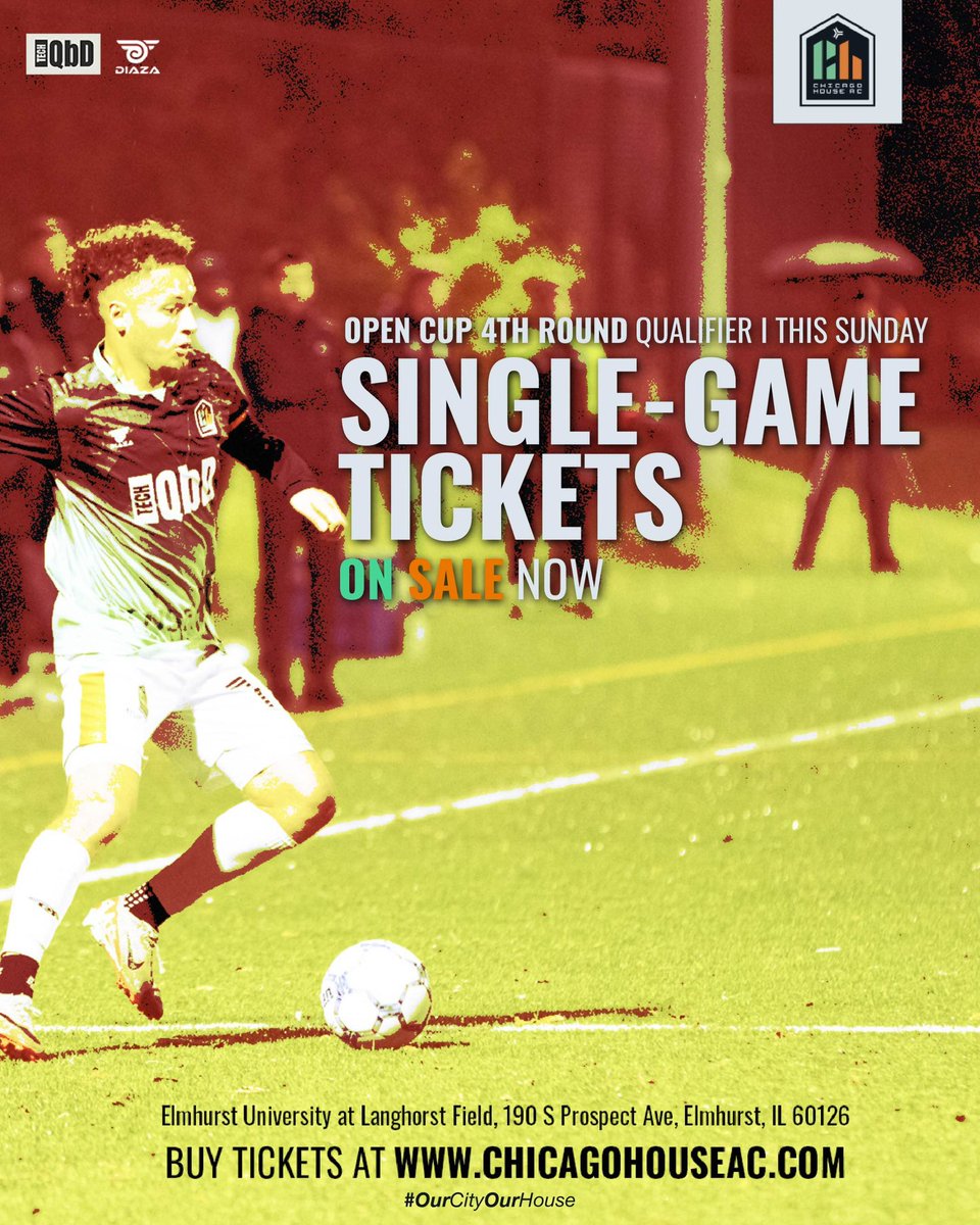 Up the House ‼️

Sunday, Dec. 8th
Chicago House AC vs. <a href="/TTownSoccer/">Tulsa Athletic</a> 
1 PM @ Langhorst Field, Elmhurst, IL

Biggest game of the year. Dreams on the line. Let’s make Chicago proud! 💪

🎟️ Tickets: chicagohouseac.com

🏠🖤💚⚽️🧡

#USOC
#OurCityOurHouse
