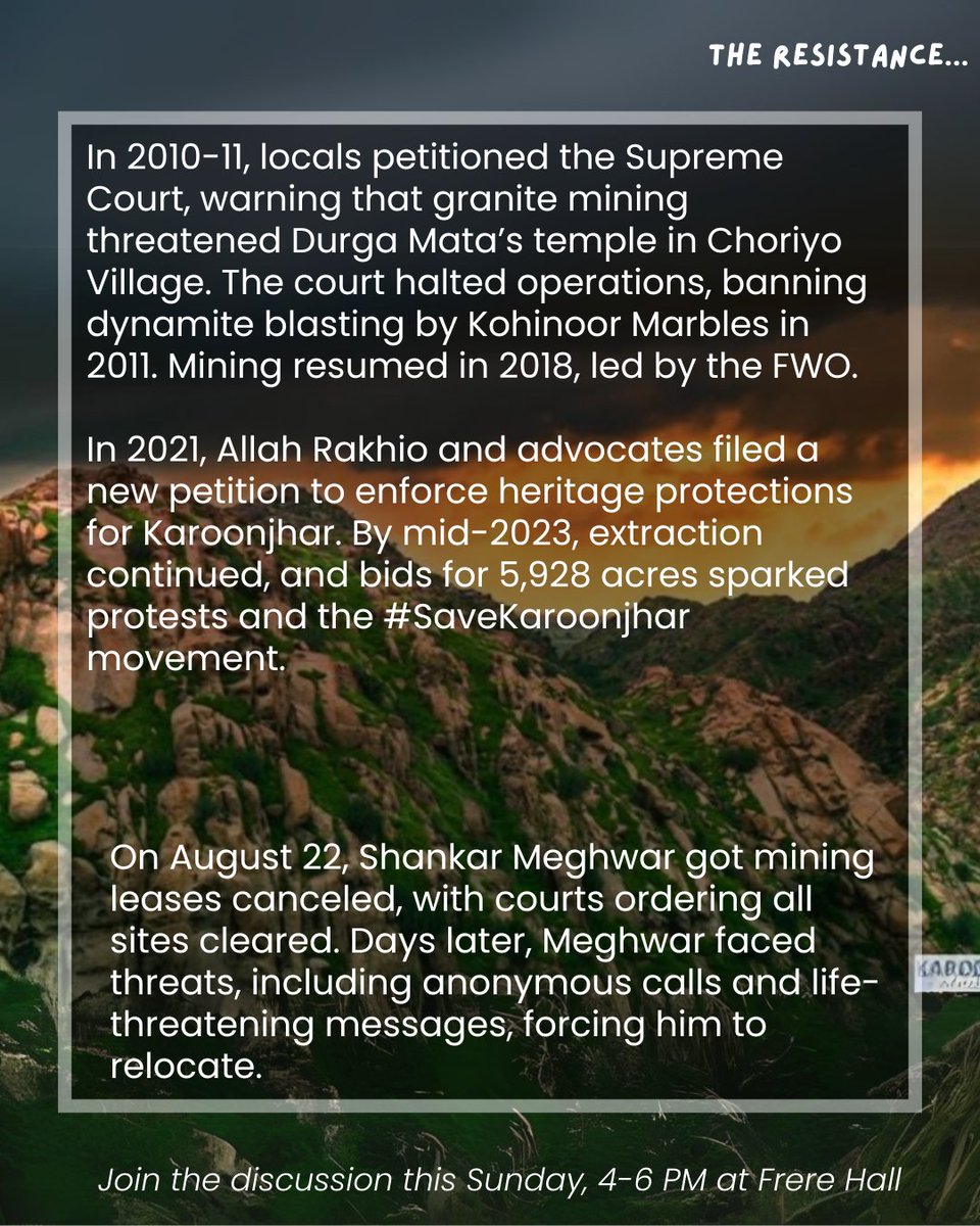 AuratMarchKHI's tweet image. Never heard of Karoonjhar? Well, what's happening to it in the name of development will also affect you. Join us this Sunday, 8 December at Frere Hall from 4 to 6 PM as we sit down with people from the ground to discuss what this issue is all about.
#SaveKaroonjhar #SaveIndus
