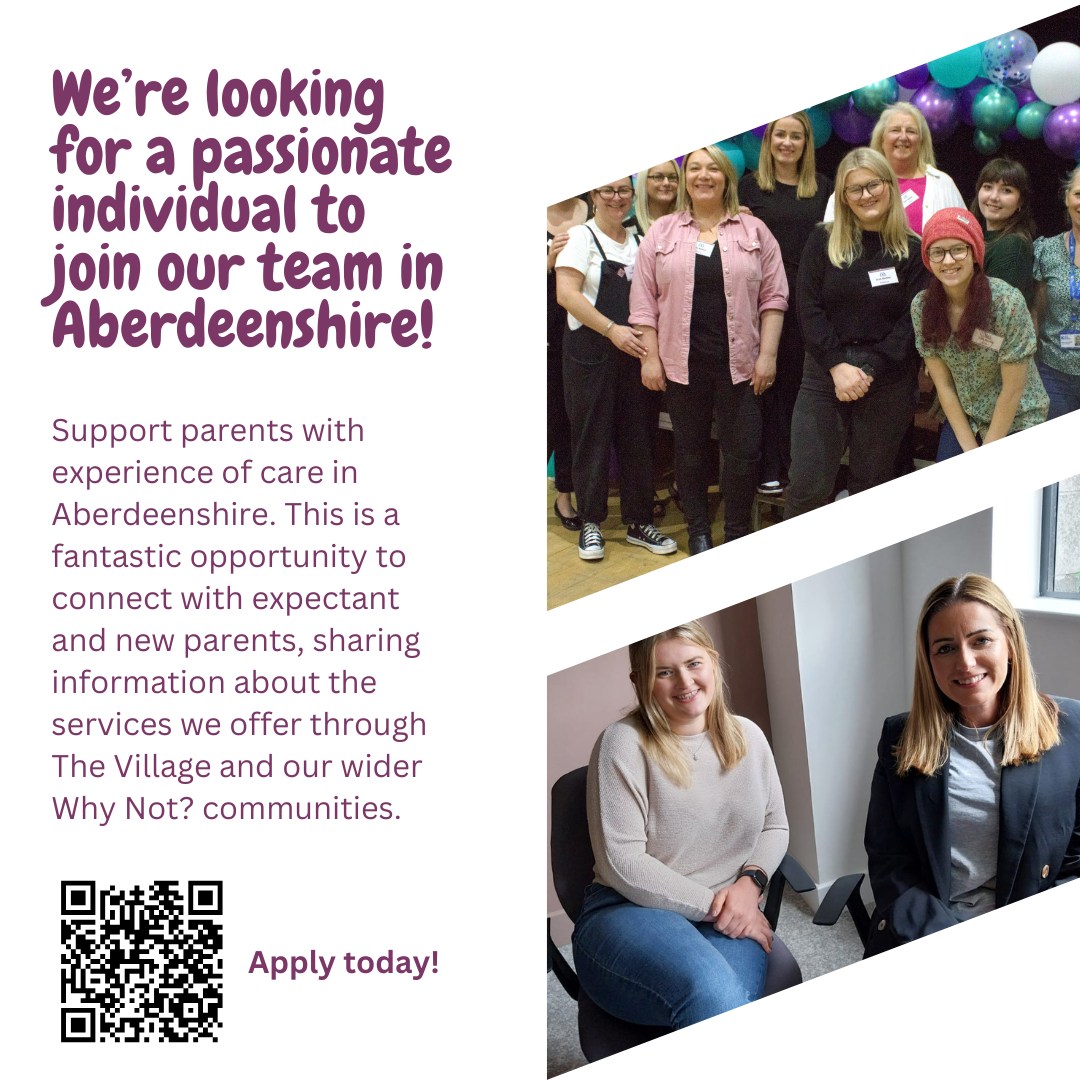 We're hiring! Join our team in Aberdeenshire to support parents with care experience. If you're passionate about empowering others &amp; have experience in community engagement, apply before noon 9th December! whynottrust.org/about-us/vacan…… #JobOpportunity #NowHiring