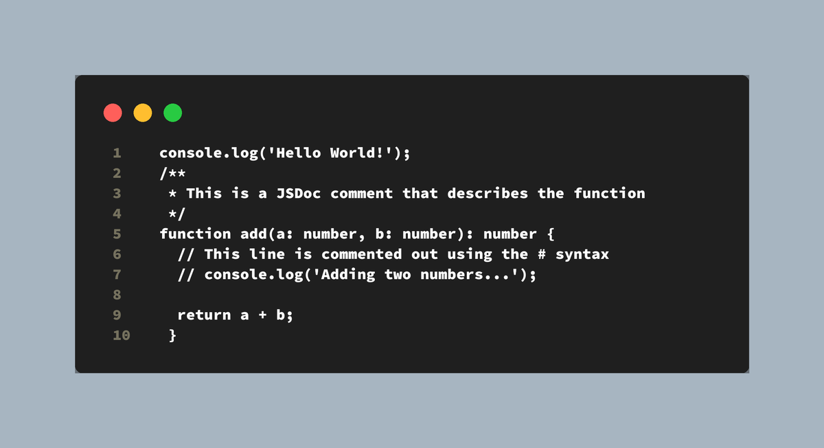 i_amrrs's tweet image. Did you know you can use `#` comments in TypeScript to make your code more readable? Here's an example:
#TypeScriptTricks #HiddenGems #CodeReadability #SoftwareEngineering #DevelopersUnite #CodingCommunity #JavaScriptLove #TypeScriptTips #LearnToCode #ProgrammerLife