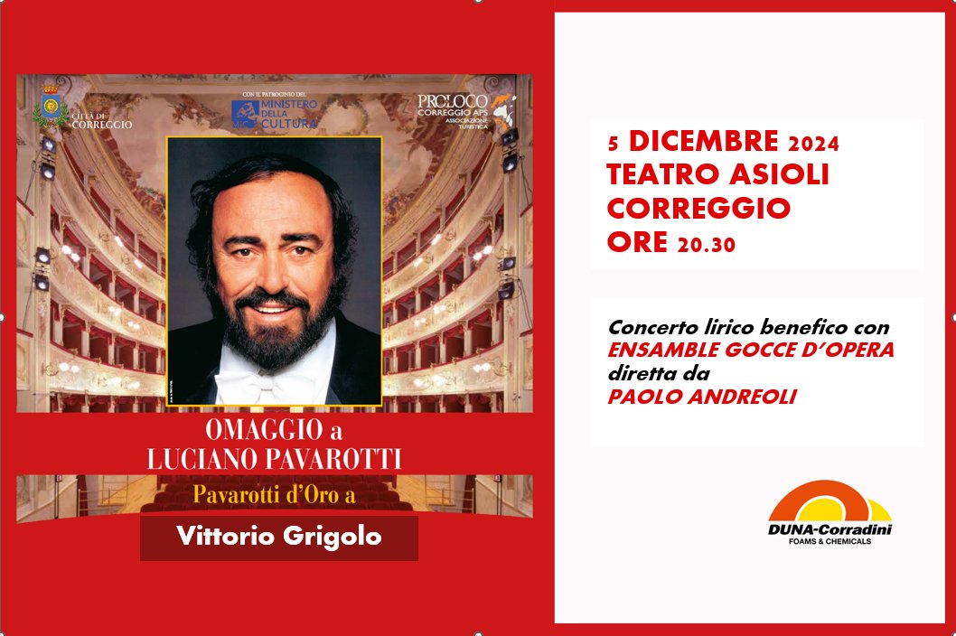 DUNACorradini's tweet photo. DUNA CON IL BEL CANTO DEL PAVAROTTI D’ORO 2024, evento lirico benefico che premia il talento
#correggio #pavarottidoro #lirica #concertobenefico #cantolirico #pavarotti #beneficienza #seratabenefica #territorio #cultura #patrocinio #ministerodellacultura https://t.co/YAemuuxl2e