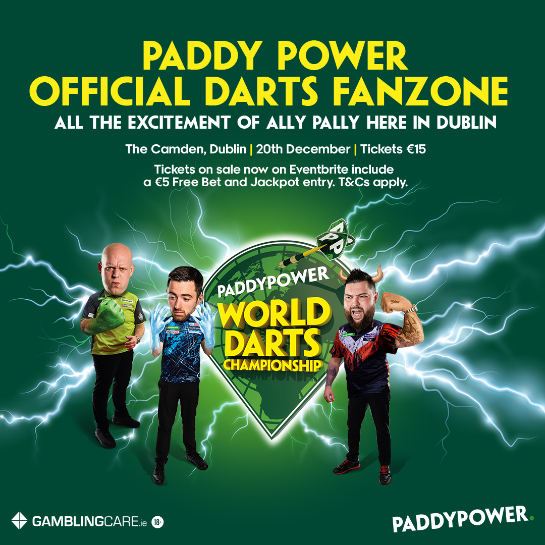 OfficialPDC's tweet image. @paddypower brings the World Darts Championship Fanzone to Dublin!   

Join us on Dec 20 at The Camden for live darts, featuring Michael van Gerwen &amp;amp; an all-Irish showdown. 

Buy tickets 👉 bit.ly/3YZVbKA

GAME ON! #Darts #PaddyPower