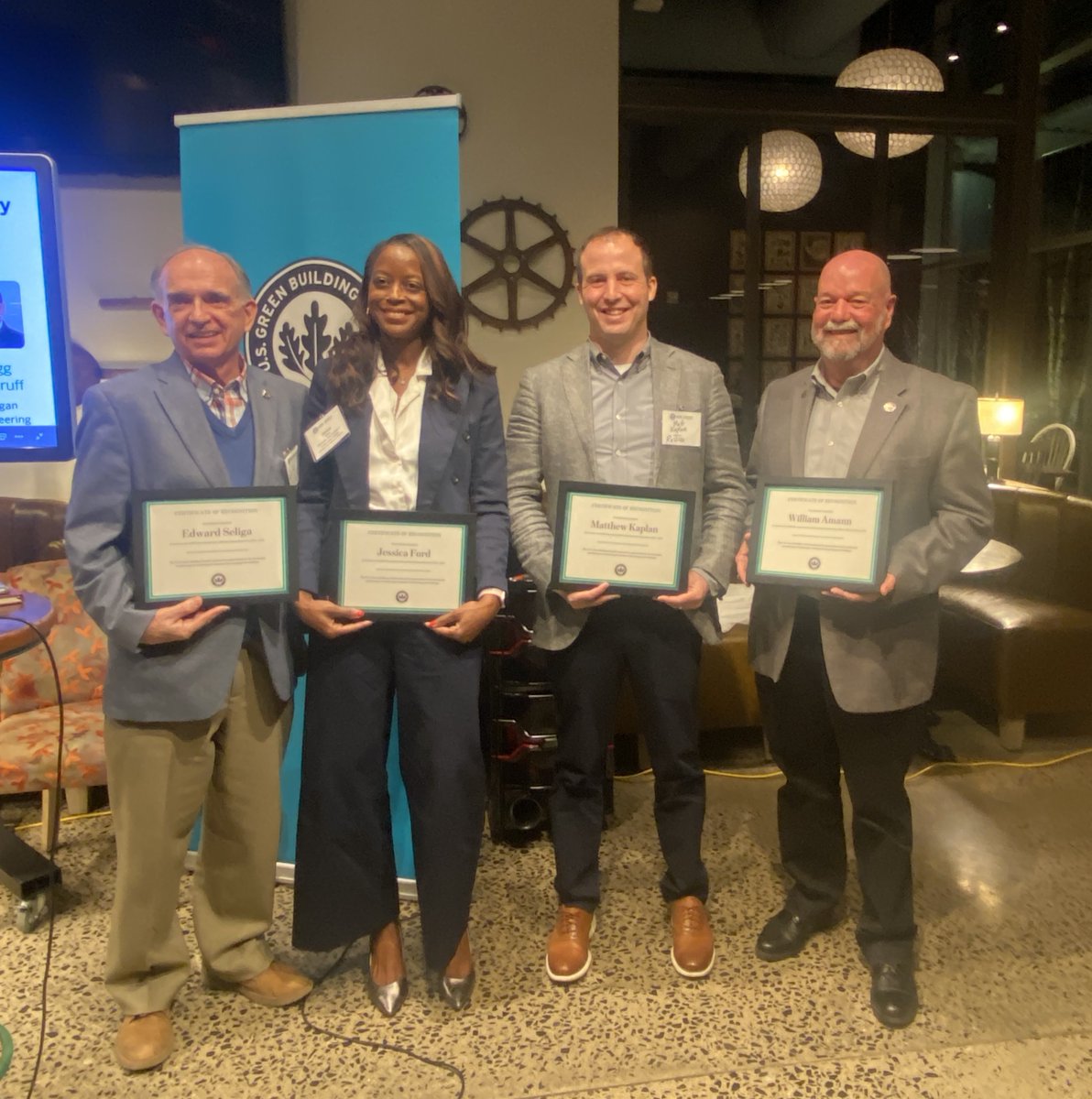 While attending the USGBC Building Transformation Forum on Decarbonization, Bill Amann received special recognition for serving on the Market Leadership Advisory Board for over 15 years!