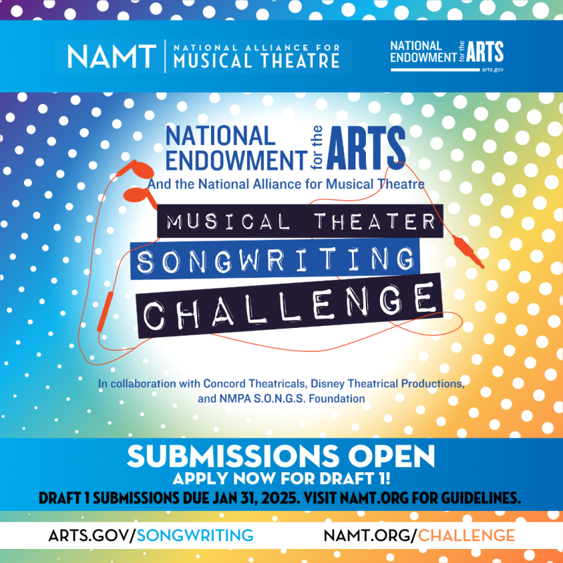ABCInstituteSC (@abcinstitutesc) on Twitter photo The Musical Theater Songwriting Challenge is now accepting submissions for the 2024-25 program  for high school students to develop and showcase musical compositions that could be a part of a musical theater production. The deadline to submit is January 31, 2025. The Musical Theater Songwriting Challenge is now accepting submissions for the 2024-25 program  for high school students to develop and showcase musical compositions that could be a part of a musical theater production. The deadline to submit is January 31, 2025.