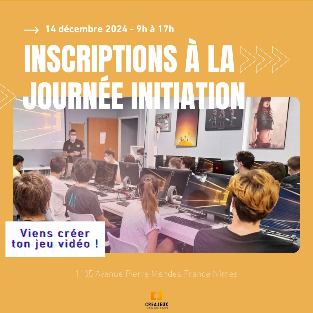 creajeux's tweet photo. Tu rêves de créer ton propre jeu vidéo ? 🎮 

Viens découvrir l’envers du décors de Créajeux lors de notre journée initiation ! Qui sait, tu es peut-être le créateur de demain ? ✨ 

👉 Inscris-toi sans attendre ici : https://t.co/CxjR8fOFRo https://t.co/Mx3kJTYCnn